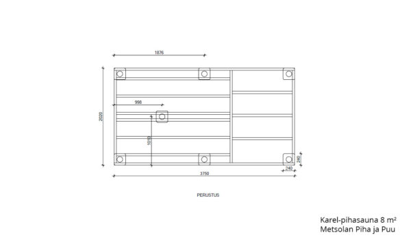 Karel-pihasauna 8 m² perustus