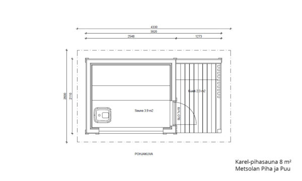 Karel-pihasauna 8 m² pohjakuva